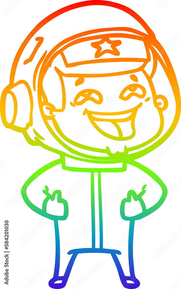 rainbow gradient line drawing cartoon laughing astronaut rainbow gradient line drawing cartoon laughing astronaut
