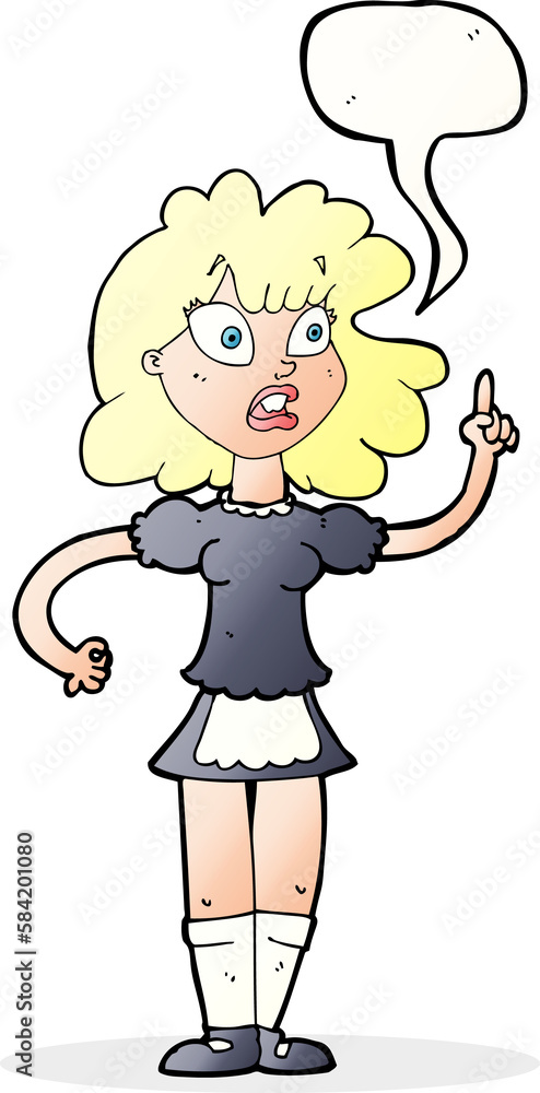 cartoon worried maid with speech bubble cartoon worried maid with speech bubble