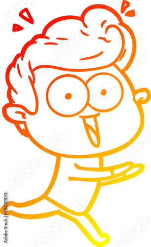 warm gradient line drawing cartoon staring man