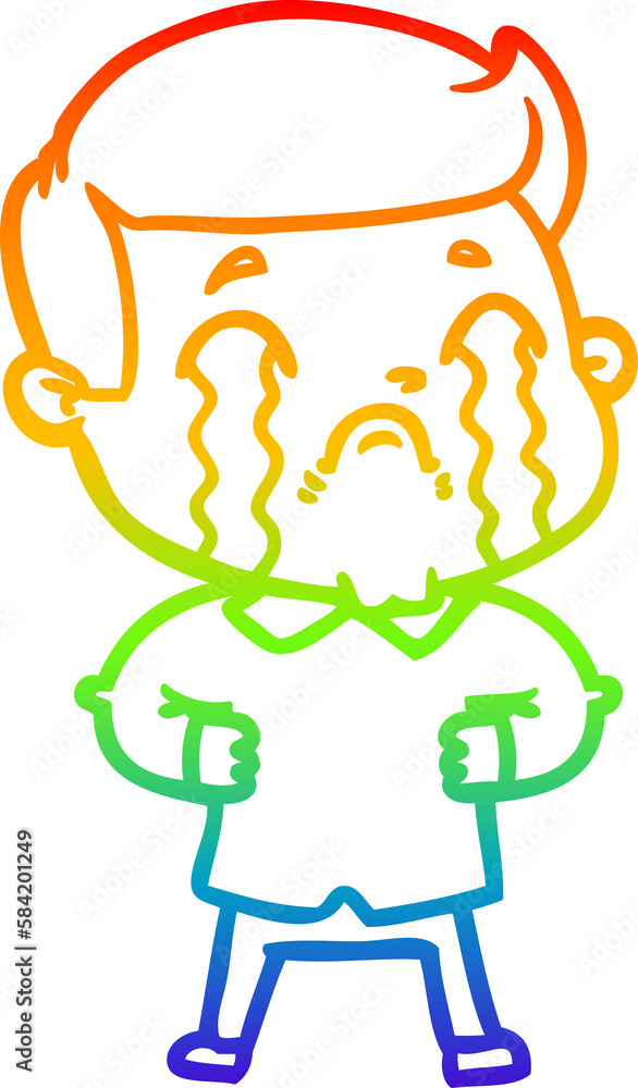 rainbow gradient line drawing cartoon man crying rainbow gradient line drawing cartoon man crying