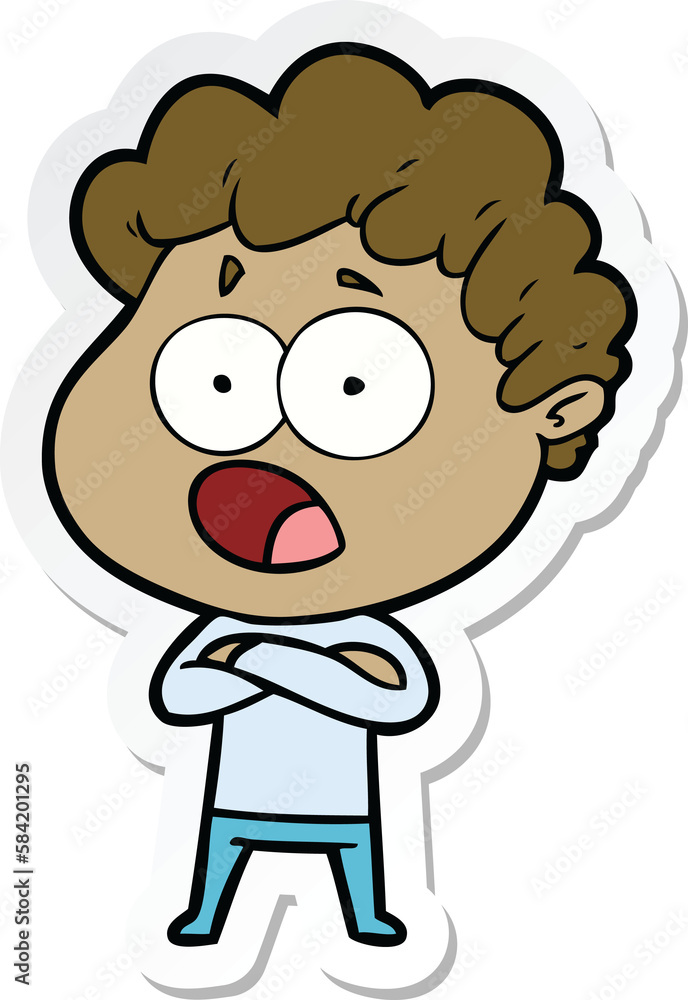 sticker of a cartoon man gasping in surprise sticker of a cartoon man gasping in surprise