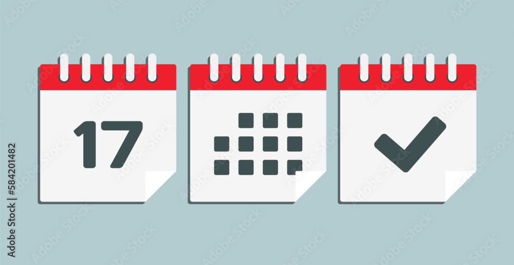 Vector icon page calendar - 17 day, agenda, done Vector icon page calendar - 17 day, agenda, done