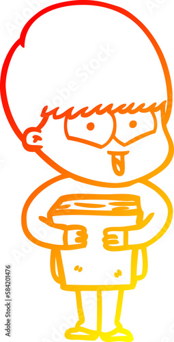 warm gradient line drawing cartoon happy boy