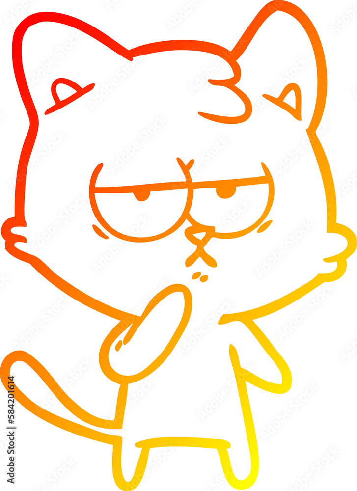warm gradient line drawing bored cartoon cat warm gradient line drawing bored cartoon cat