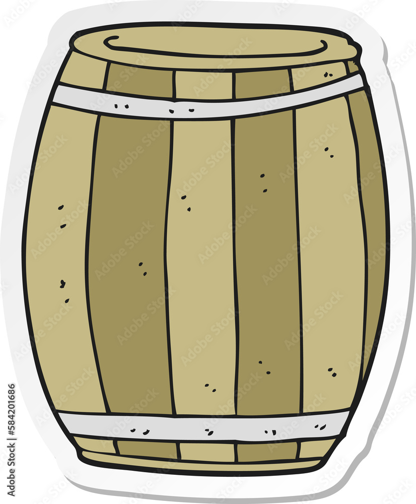 sticker of a cartoon barrel sticker of a cartoon barrel