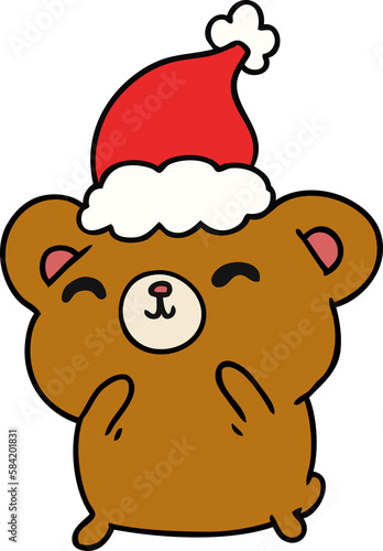 christmas cartoon of kawaii bear