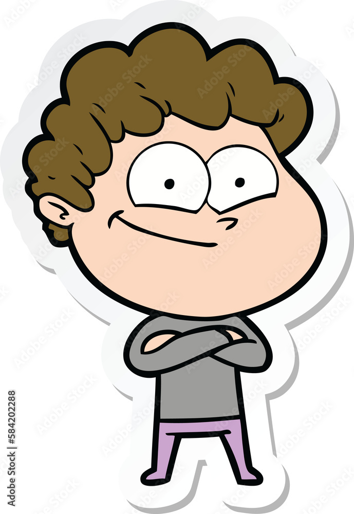 sticker of a cartoon happy man sticker of a cartoon happy man