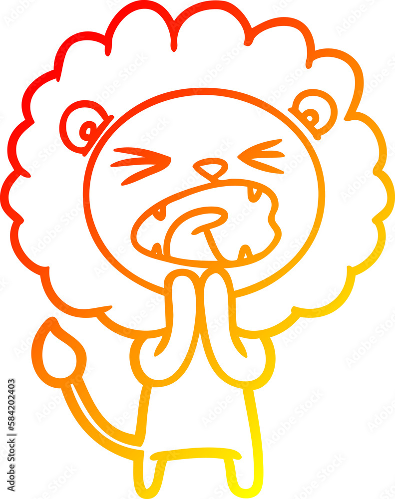 warm gradient line drawing cartoon lion praying warm gradient line drawing cartoon lion praying