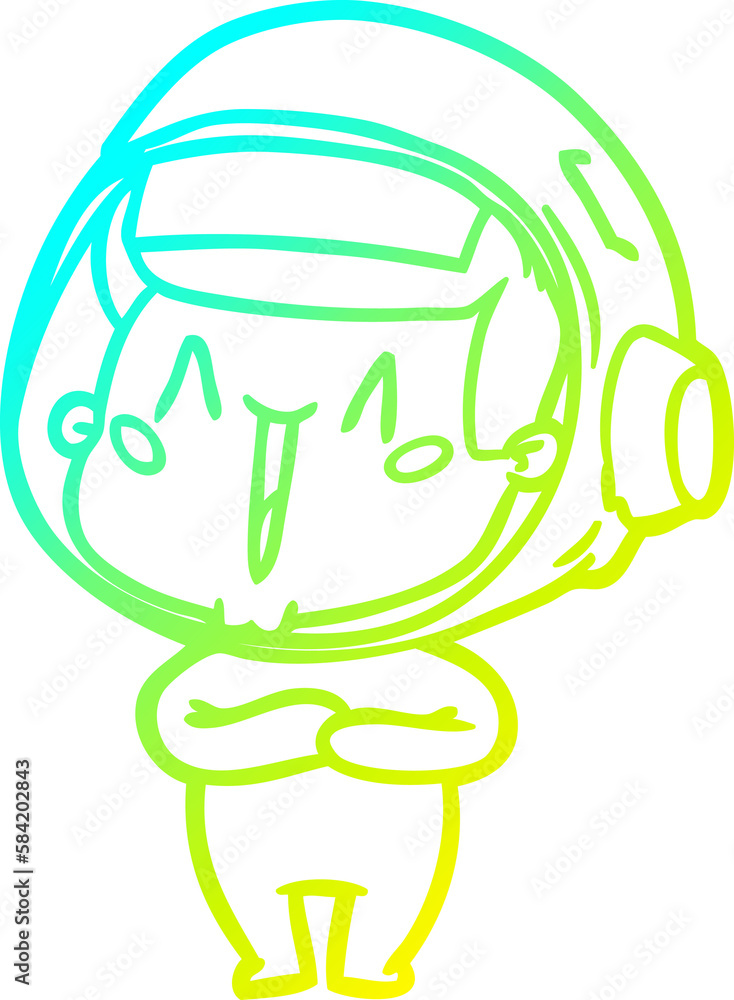cold gradient line drawing happy cartoon astronaut cold gradient line drawing happy cartoon astronaut