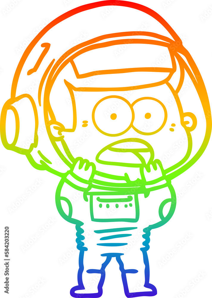 rainbow gradient line drawing cartoon surprised astronaut rainbow gradient line drawing cartoon surprised astronaut
