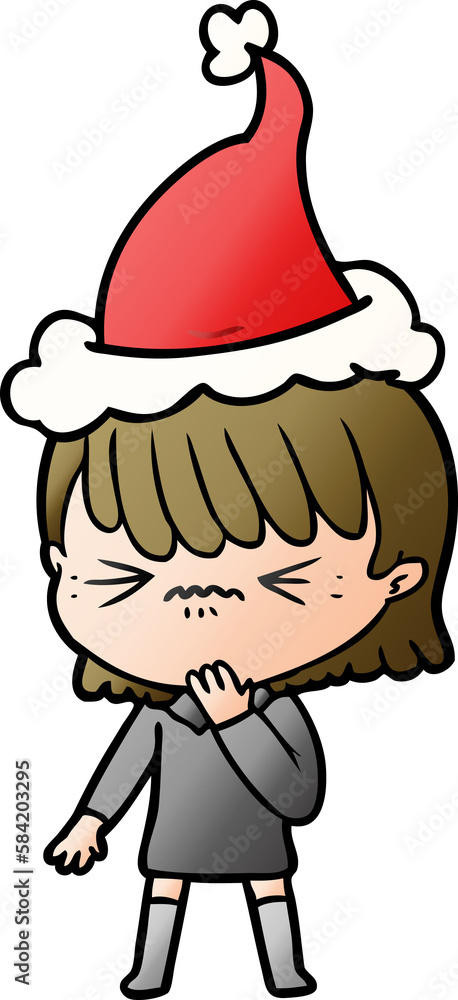 gradient cartoon of a girl regretting a mistake wearing santa hat gradient cartoon of a girl regretting a mistake wearing santa hat