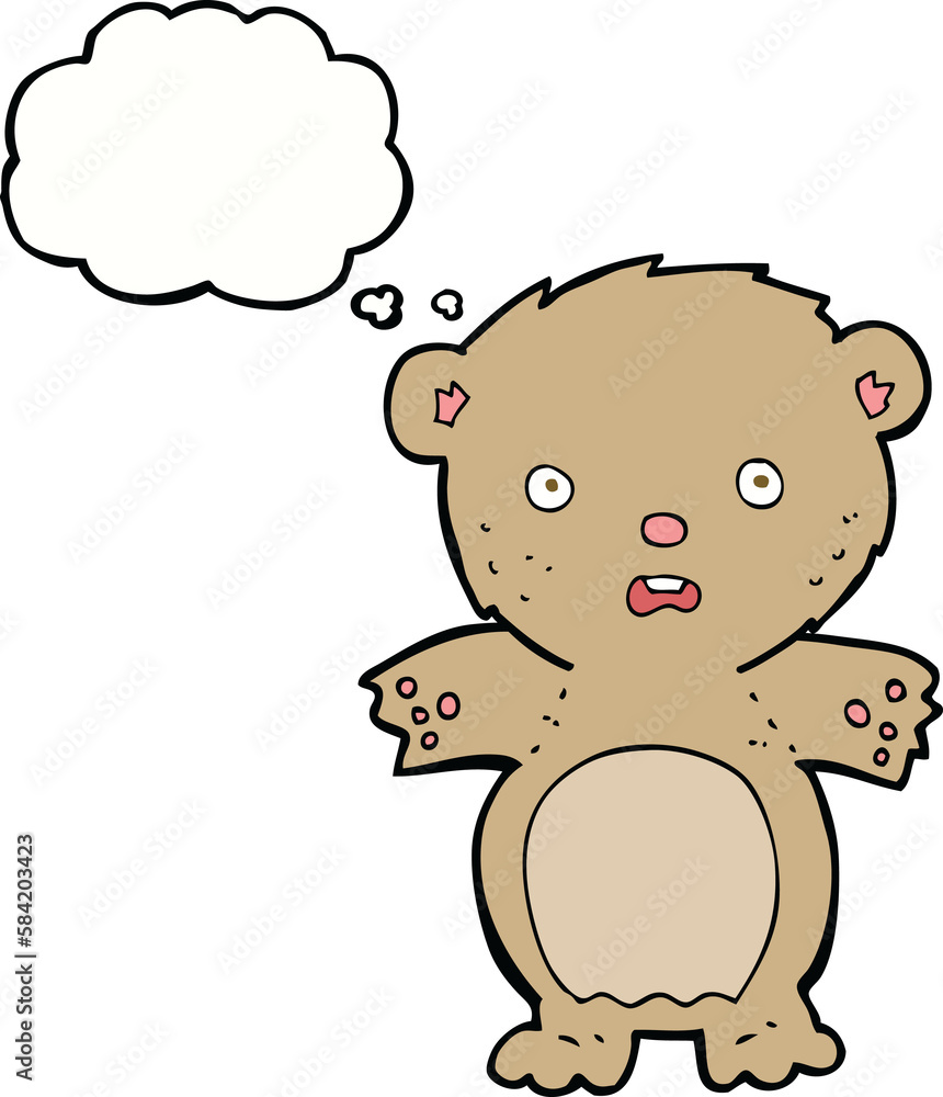 frightened teddy bear cartoon with thought bubble frightened teddy bear cartoon with thought bubble