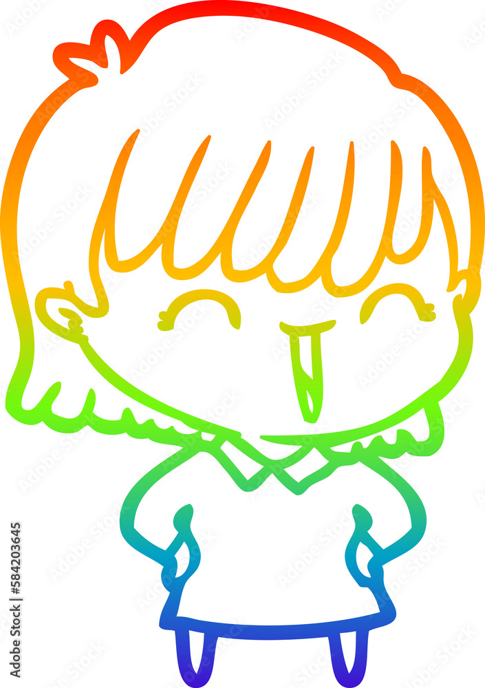 rainbow gradient line drawing cartoon woman rainbow gradient line drawing cartoon woman