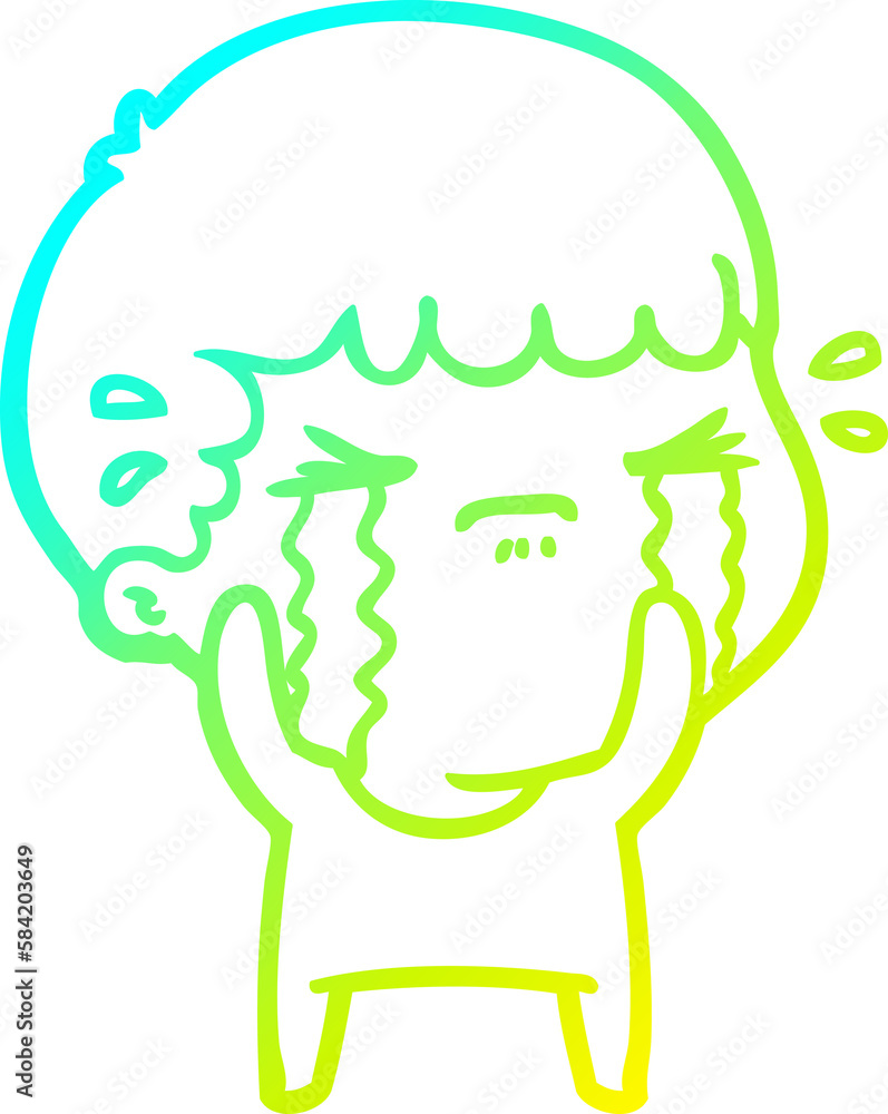cold gradient line drawing cartoon man crying cold gradient line drawing cartoon man crying