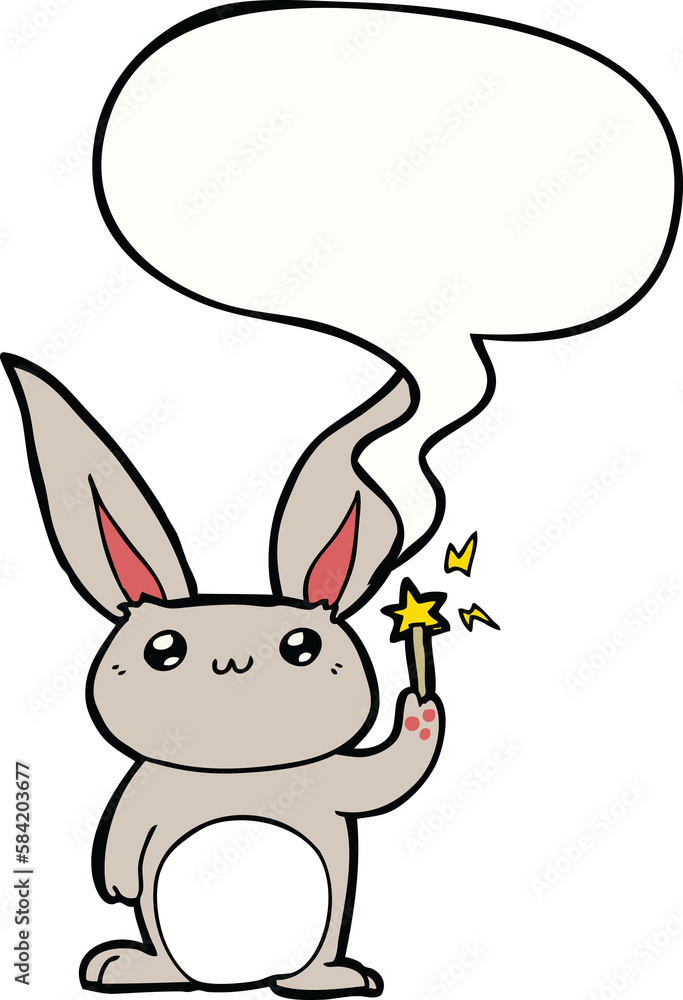 cute cartoon rabbit and speech bubble cute cartoon rabbit and speech bubble