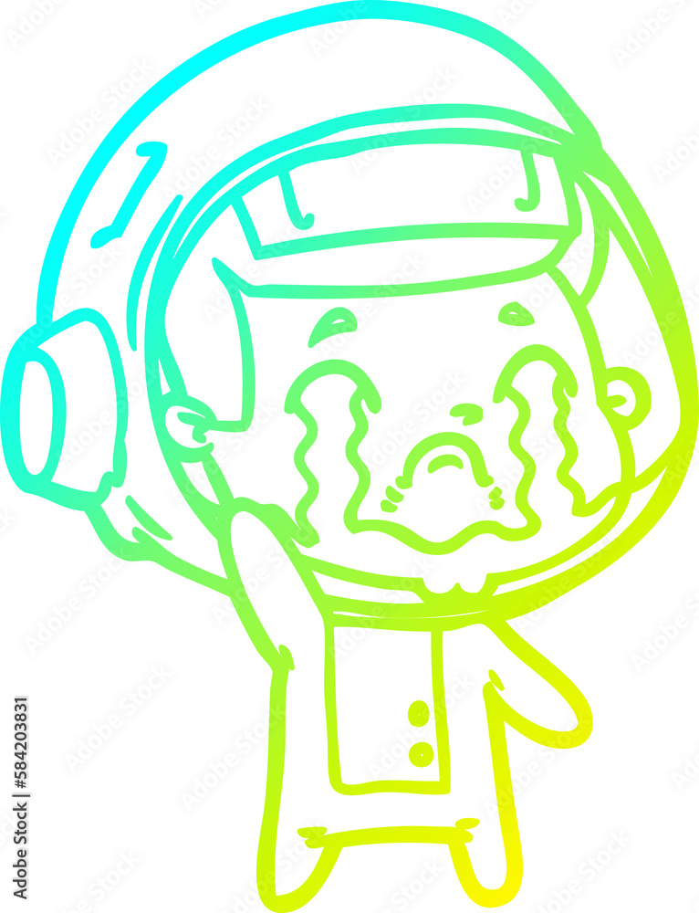 cold gradient line drawing cartoon crying astronaut cold gradient line drawing cartoon crying astronaut