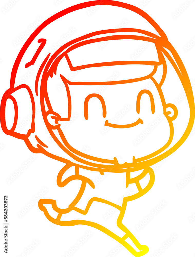 warm gradient line drawing happy cartoon astronaut man warm gradient line drawing happy cartoon astronaut man