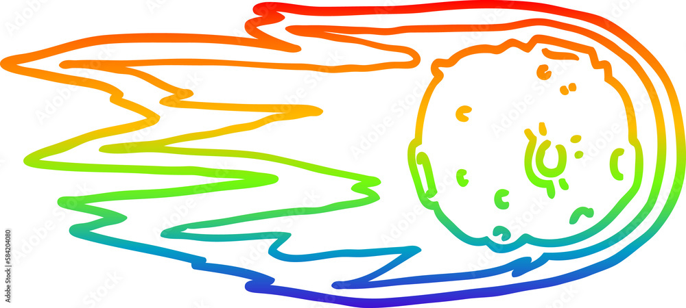 Fototapeta premium rainbow gradient line drawing cartoon comet