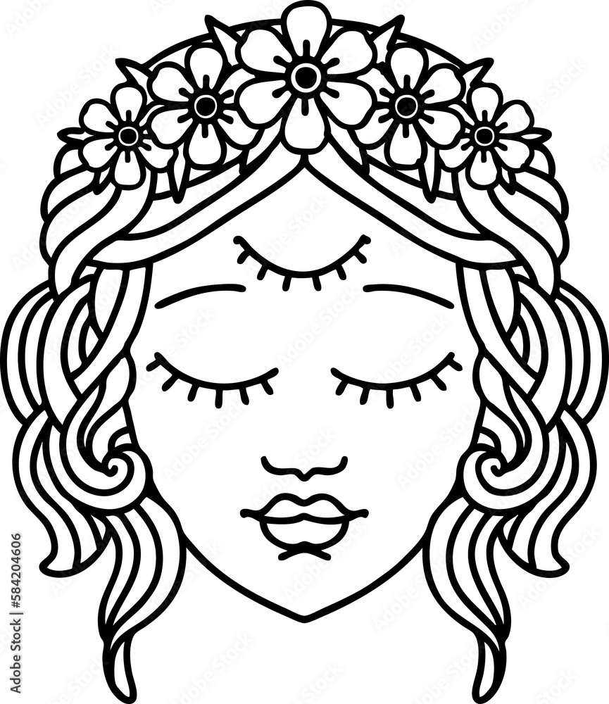 black line tattoo of female face with third eye black line tattoo of female face with third eye