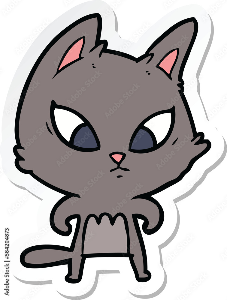 sticker of a confused cartoon cat sticker of a confused cartoon cat