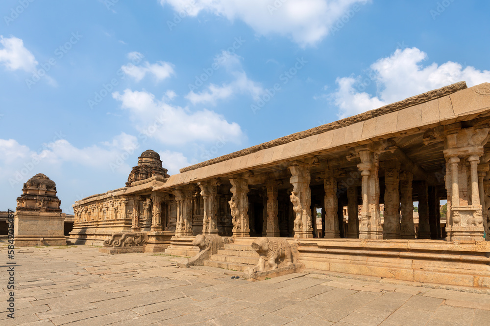 Ancient stone architecture of Krishna temple at Hampi Karnataka, India built in the 15th Century