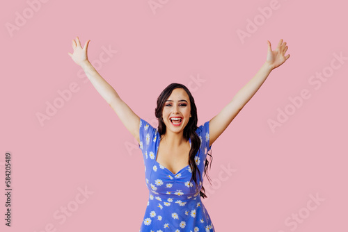 happy woman with outstretched arms