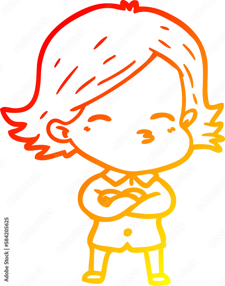 warm gradient line drawing cartoon woman warm gradient line drawing cartoon woman