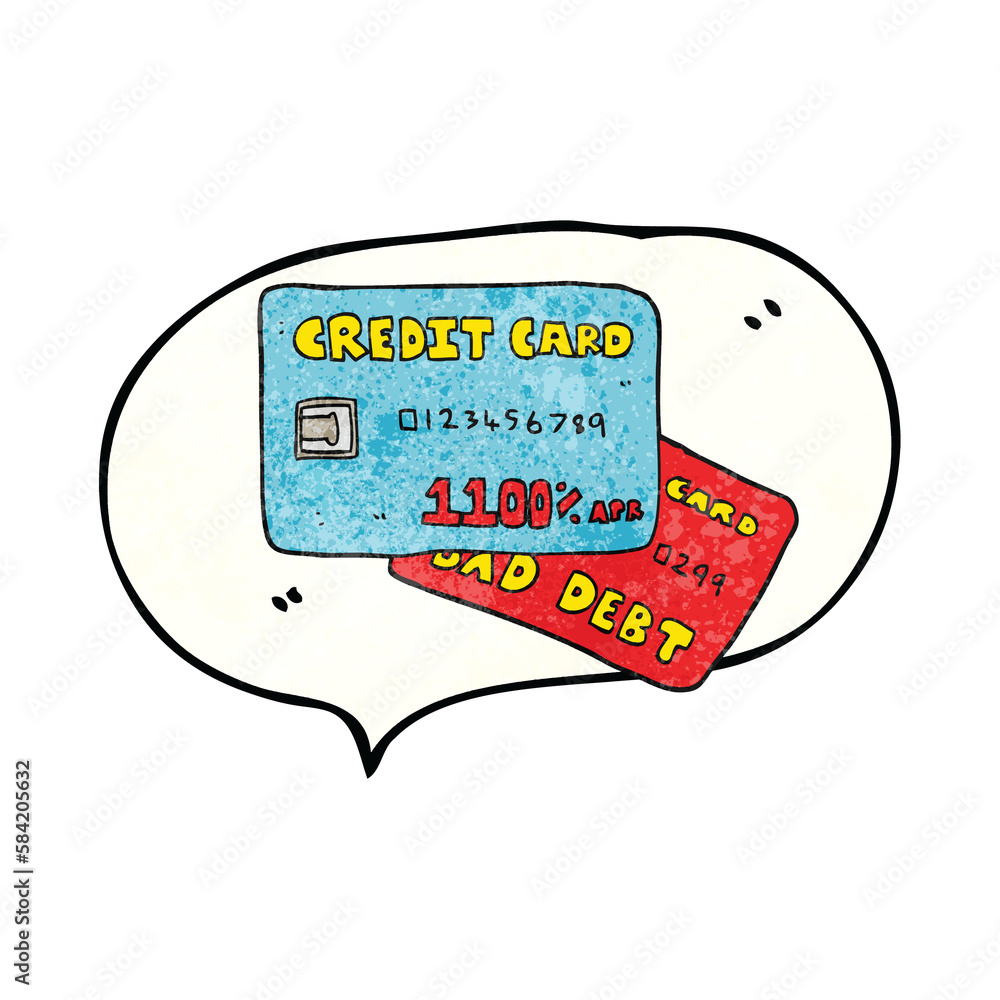 speech bubble textured cartoon credit cards