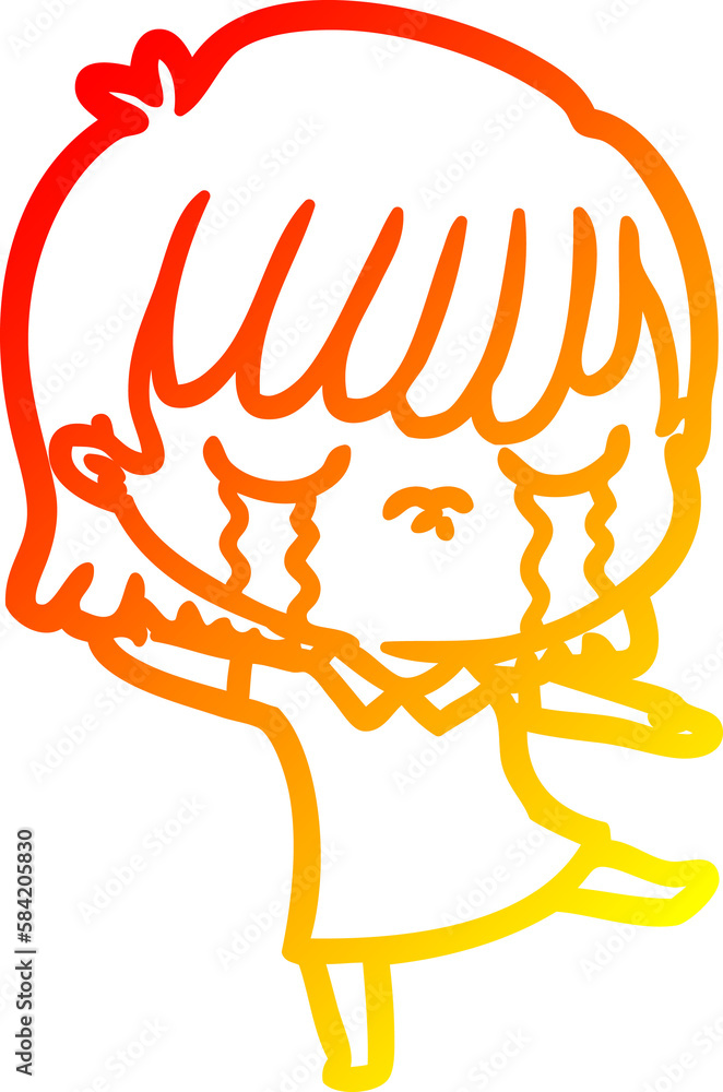 warm gradient line drawing cartoon woman crying warm gradient line drawing cartoon woman crying