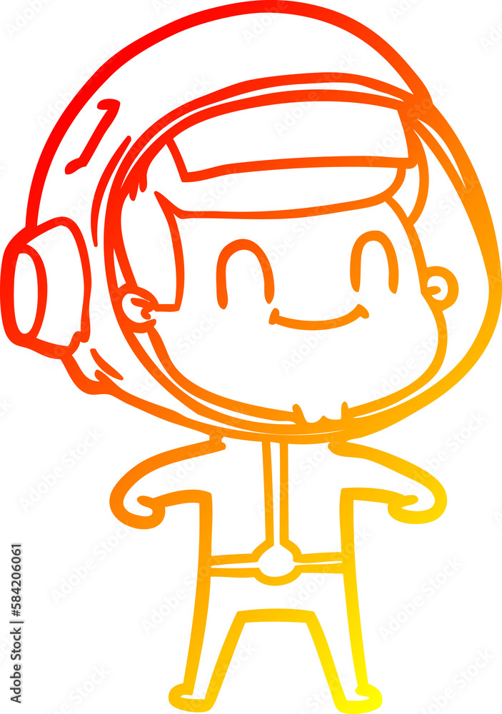 warm gradient line drawing happy cartoon astronaut warm gradient line drawing happy cartoon astronaut