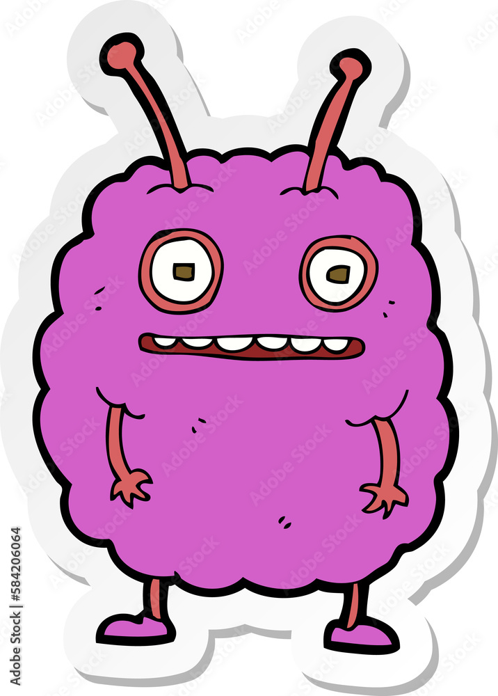 sticker of a cartoon funny alien monster sticker of a cartoon funny alien monster
