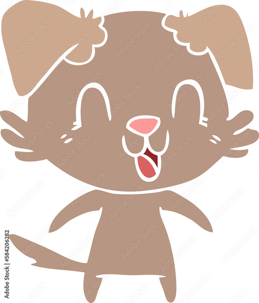 Fototapeta premium laughing flat color style cartoon dog