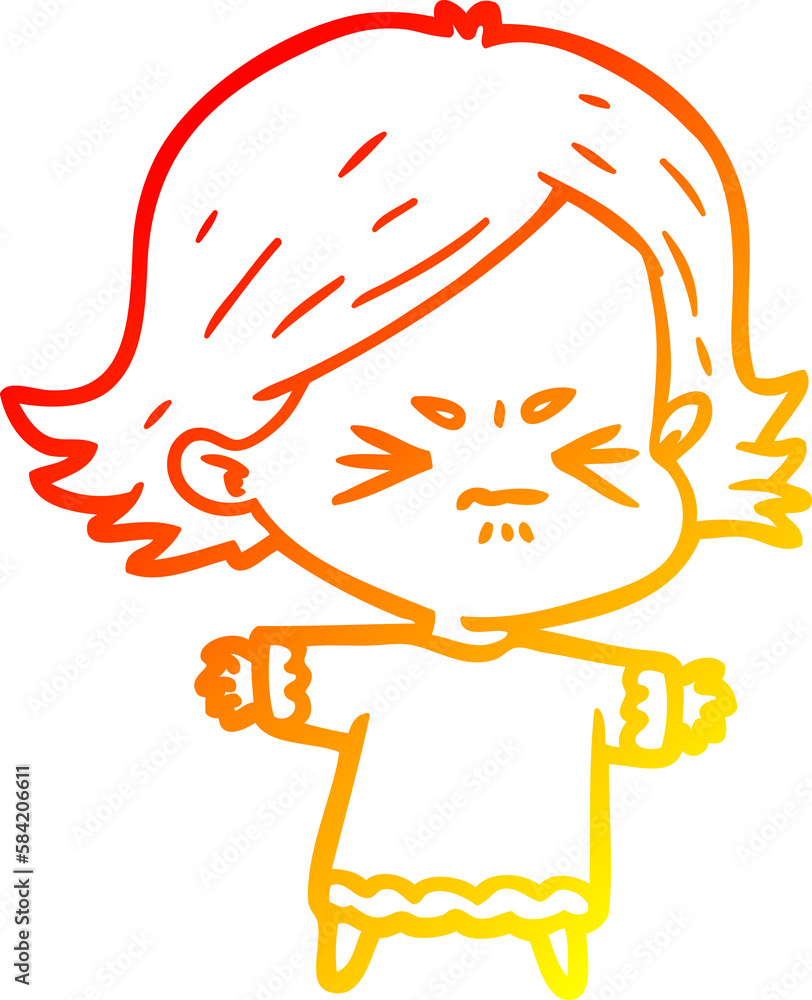 warm gradient line drawing cartoon angry woman warm gradient line drawing cartoon angry woman