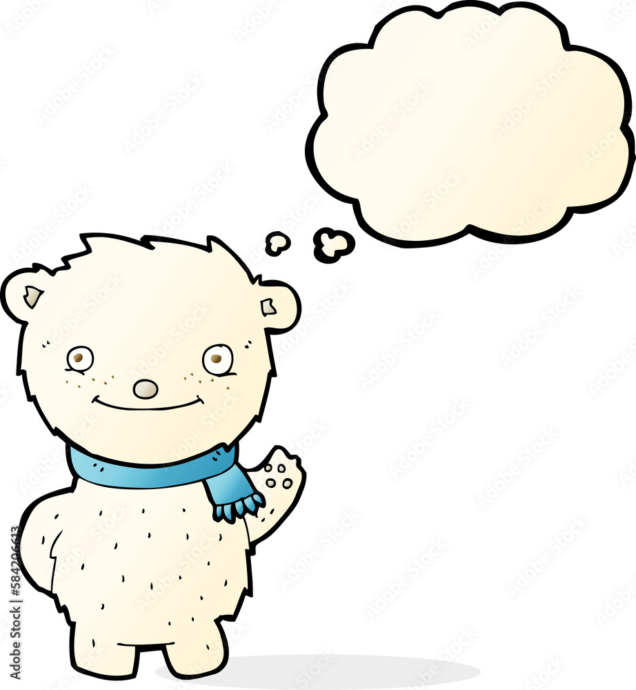 cartoon cute polar bear with thought bubble