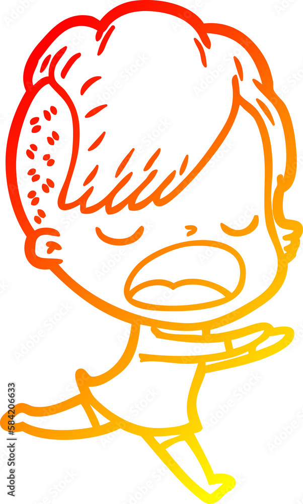 warm gradient line drawing cartoon cool hipster girl talking warm gradient line drawing cartoon cool hipster girl talking