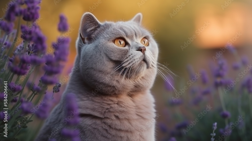 Fototapeta premium Beautiful Scottish Fold Cat. A Portrait of Grace and Adventure.