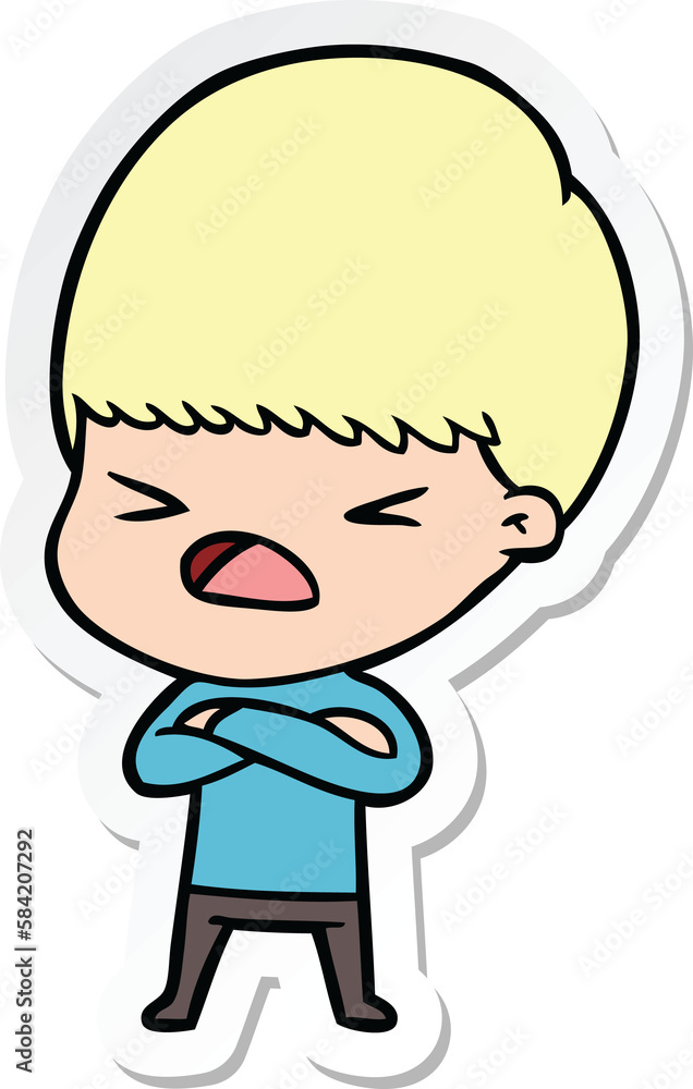sticker of a cartoon stressed man sticker of a cartoon stressed man