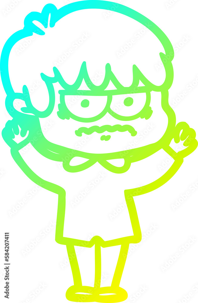 cold gradient line drawing annoyed cartoon boy cold gradient line drawing annoyed cartoon boy