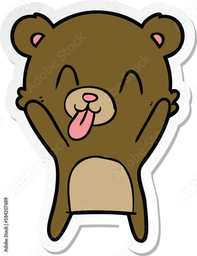 sticker of a rude cartoon bear