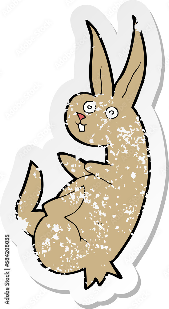 Obraz premium retro distressed sticker of a cue cartoon rabbit