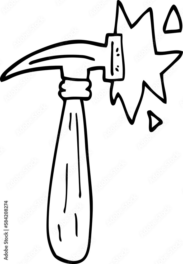 line drawing cartoon hammer banging line drawing cartoon hammer banging