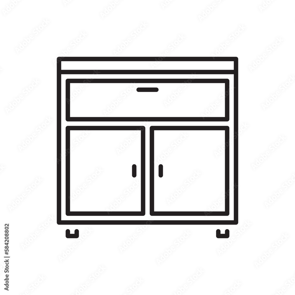 Cabinet line icon on white. Editable stroke Cabinet line icon on white. Editable stroke