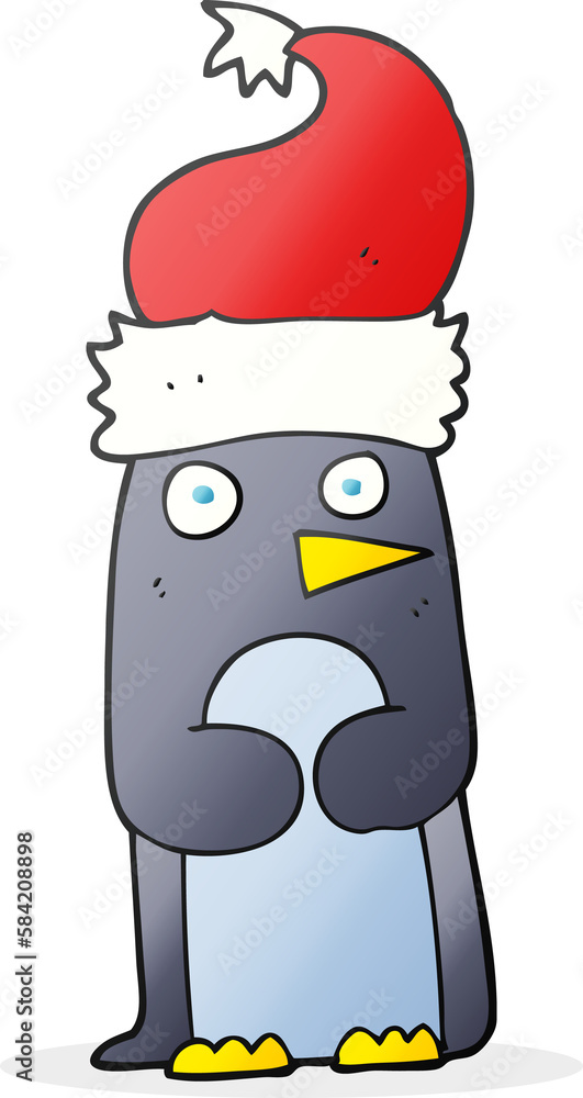 cartoon penguin in christmas hat cartoon penguin in christmas hat