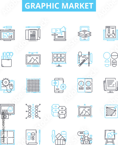 Obraz na plátne Graphic market vector line icons set