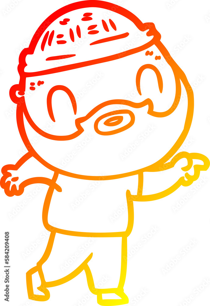 warm gradient line drawing cartoon bearded man warm gradient line drawing cartoon bearded man