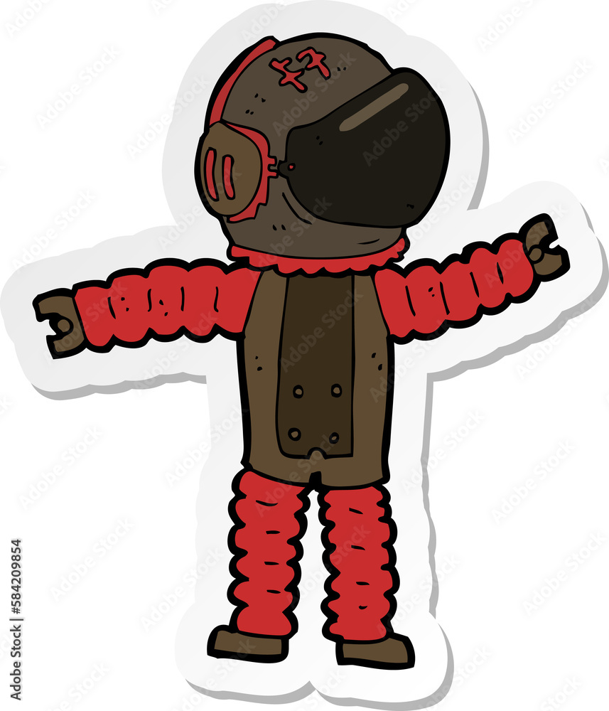 Obraz premium sticker of a cartoon astronaut reaching