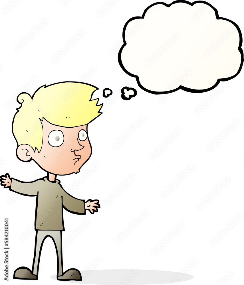 cartoon curious boy with thought bubble cartoon curious boy with thought bubble