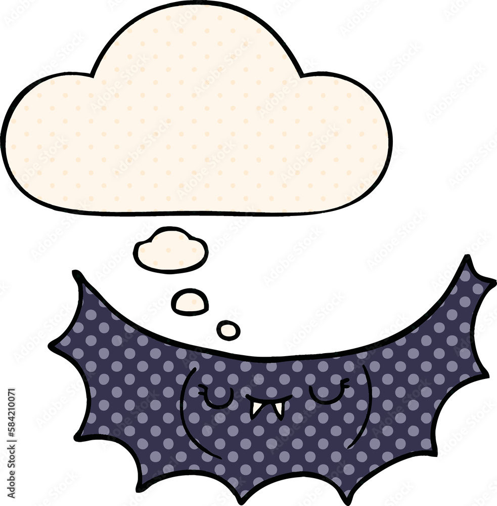 cartoon vampire bat and thought bubble in comic book style cartoon vampire bat and thought bubble in comic book style