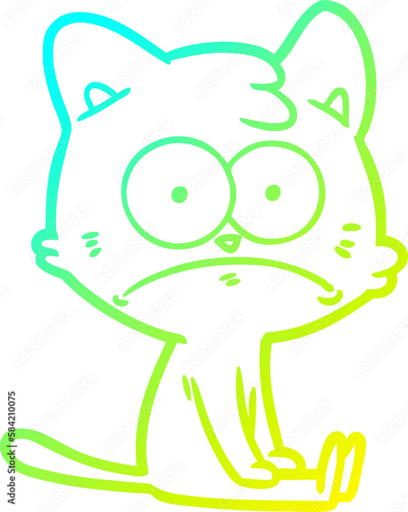 cold gradient line drawing cartoon nervous cat cold gradient line drawing cartoon nervous cat