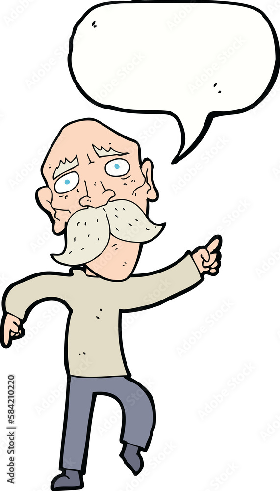 cartoon sad old man pointing with speech bubble cartoon sad old man pointing with speech bubble
